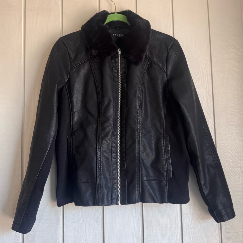 Baccini Black Faux Leather Jacket